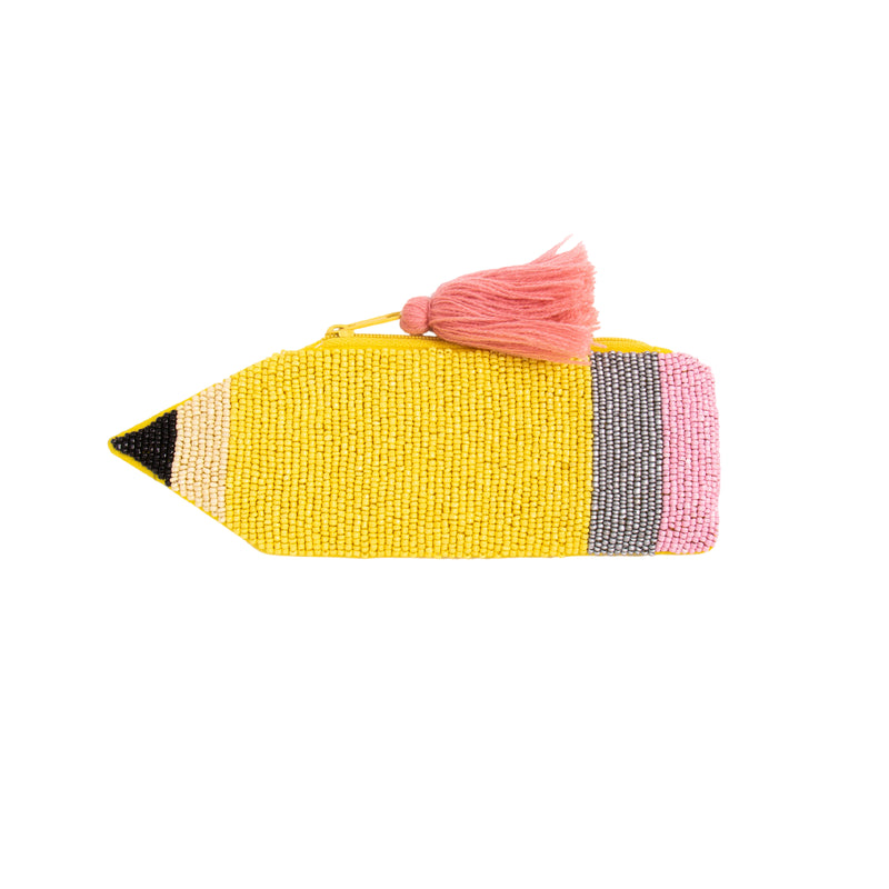 Beaded Pencil Purse | Yellow