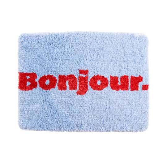 Bonjour' Bath Mat | Light Blue