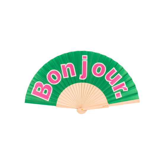'Bonjour' Hand Fan  | Green
