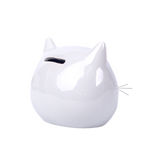 Cat Coin Bank with Whiskers | White