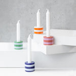 Ceramic Candle Holders | Multi Striped | Set of 4