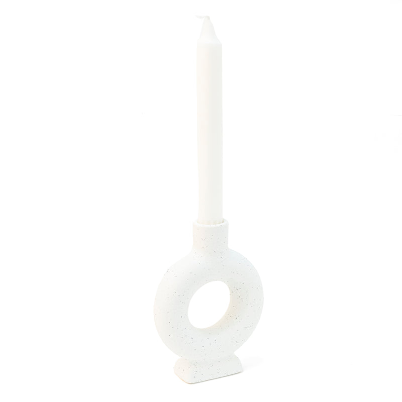 Ceramic Candle Holder | White Oval