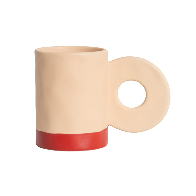 Ceramic Mug with Statement Handle | Beige