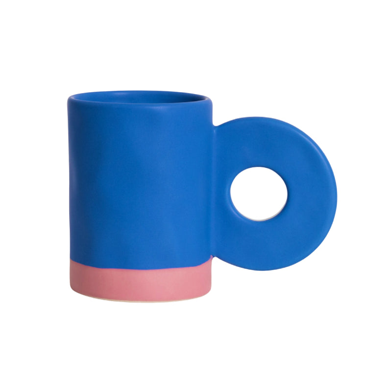 Ceramic Mug with Statement Handle | Blue