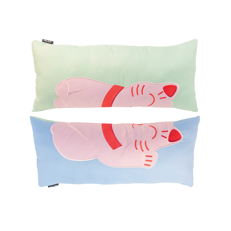 Double Sided Cushion | Lucky Cat | Pink & Blue