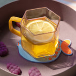 Geometric Glass Mug | Pink & Yellow