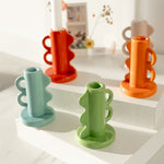 Retro Double Handle Candle Holder | Red
