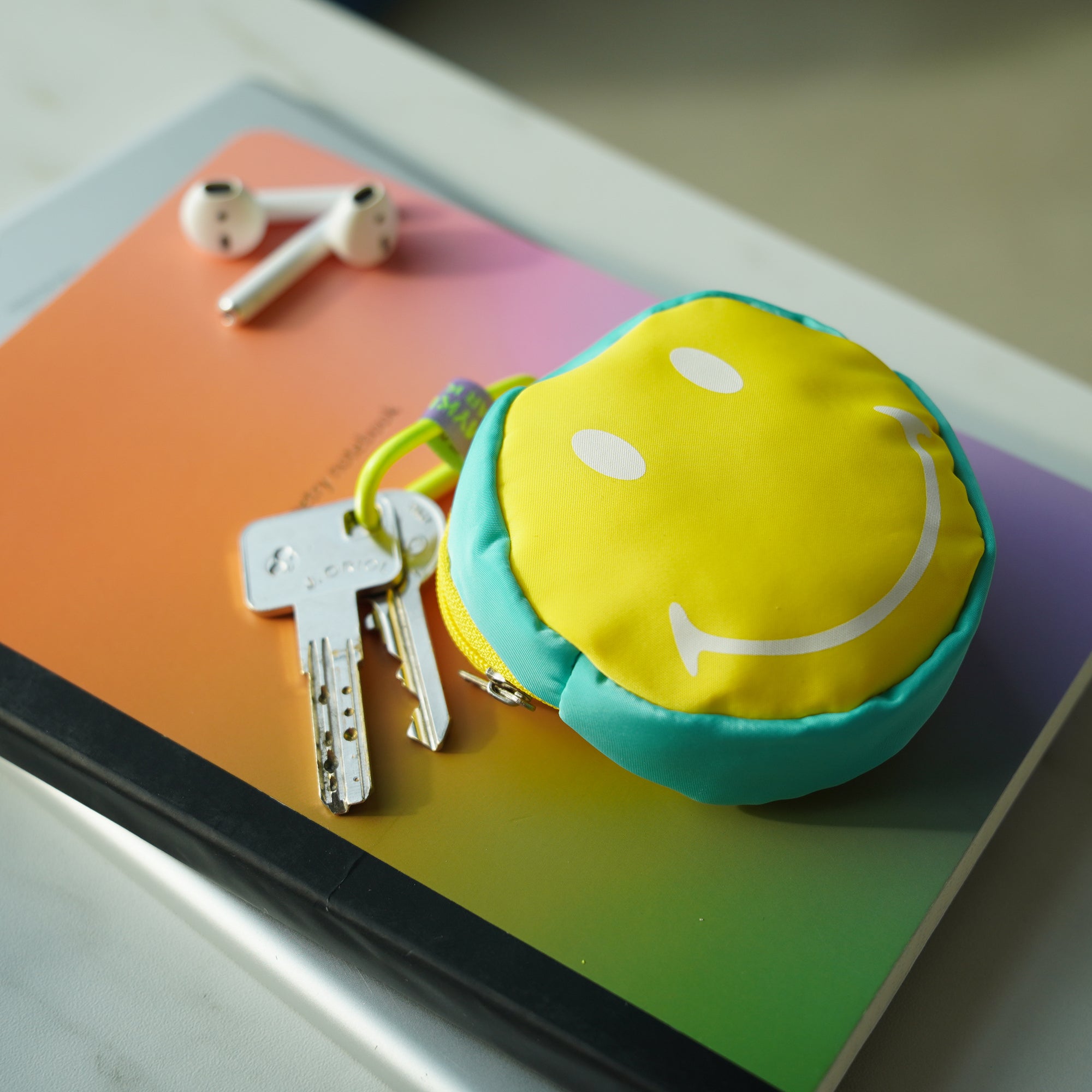 Retro Smiley Face Coin Purse Yellow