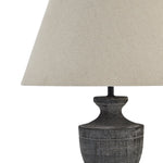 Incia Urn Wooden Table Lamp with Linen Shade | Grey