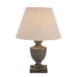 Incia Urn Wooden Table Lamp with Linen Shade | Grey