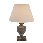 Incia Urn Wooden Table Lamp with Linen Shade | Grey