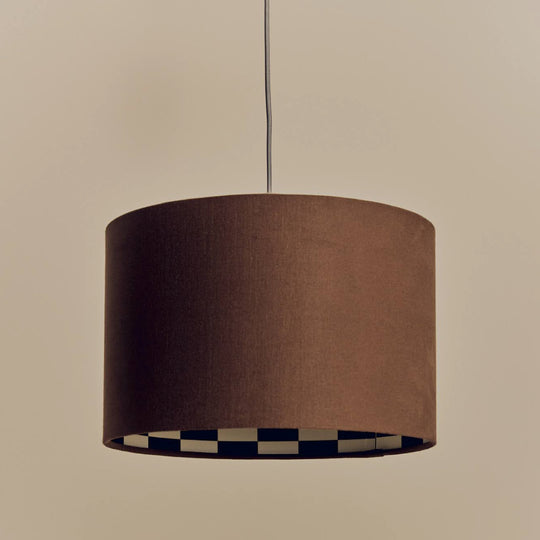 Checkered Drum Shade | Bark Brown | 40cm