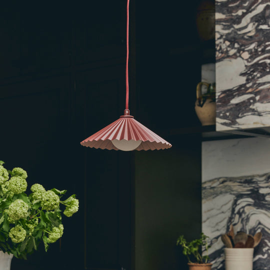 Small Pleat Pendant Ceiling Light | Emma Gurner Collection | Burgundy