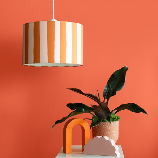 Striped Drum Shade | Peel Orange & White