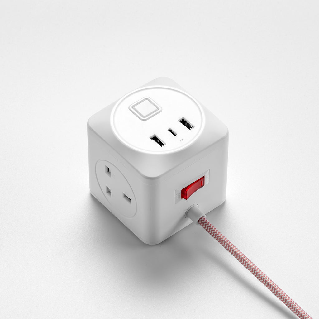 houseof | Fabric Cable Extension Lead - Pink – About Living