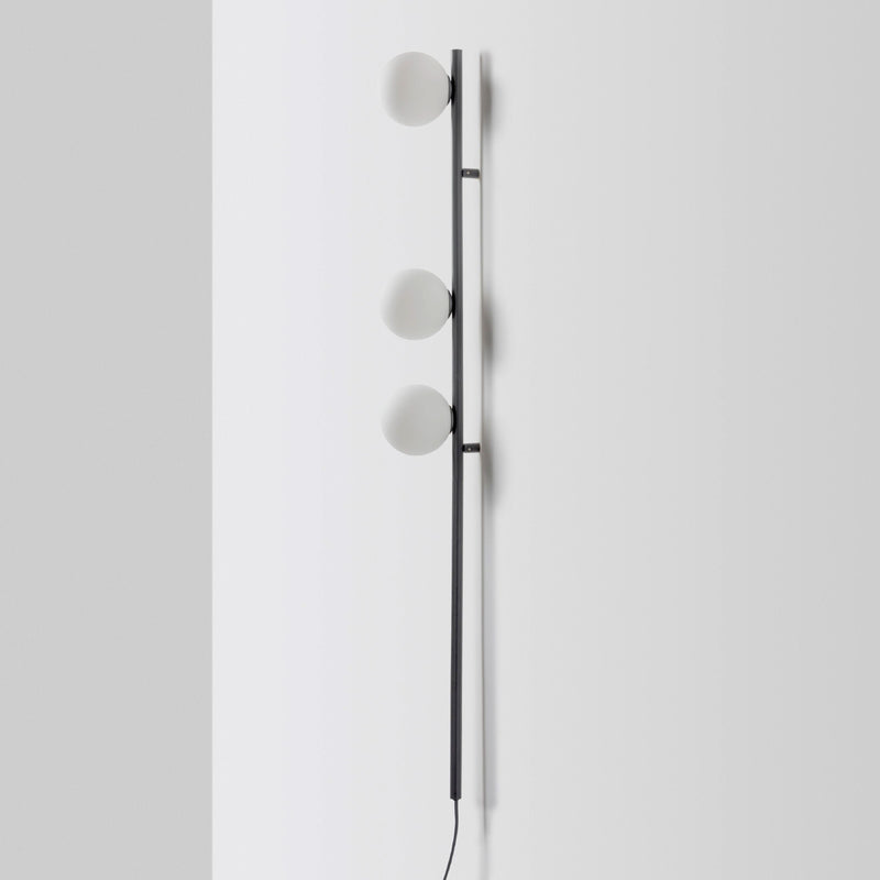 3 Shade Bar Opal Ball Wall Light | Charcoal Grey