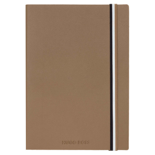 Iconic Plain A5 Notebook with Tricolour Strap | Camel