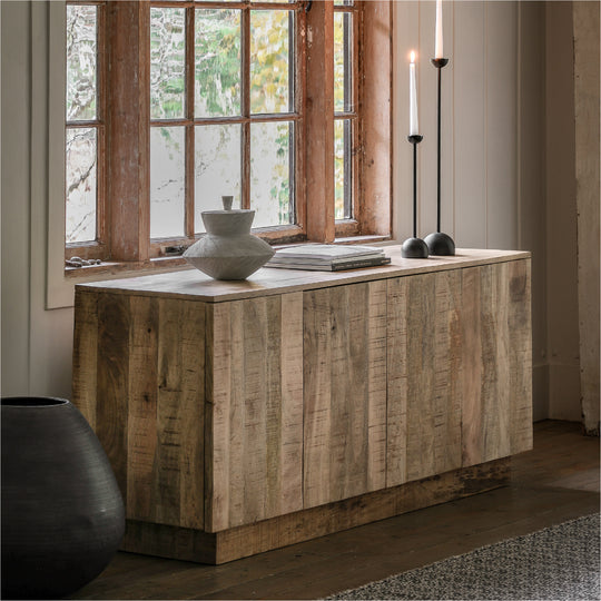 Iowa Rustic 4 Door Mango Wood Sideboard | Natural