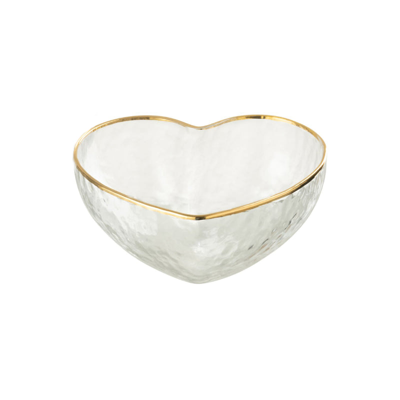 Hammered Glass Heart Snack Dish | Gold Rim | 12cm