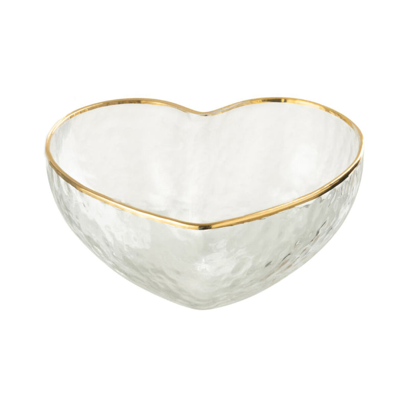 Hammered Glass Heart Snack Dish | Gold Rim | 15cm