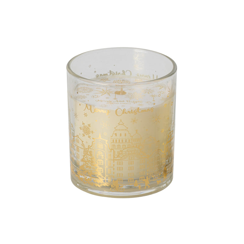 'Merry Christmas' Glass Jar Candle | Gold | 12cm