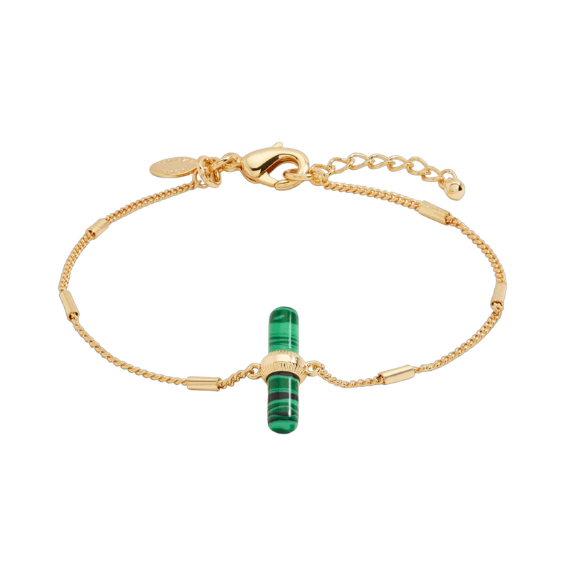 Aura Malachite Bar Bracelet | Gold Plated