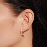 Aura Rhodochrosite Bar Hoop Earrings | Silver Plated