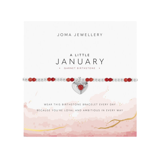 Birthstone A Little 'January' Garnet Bracelet | Silver Plated