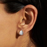 Gem Glow CZ Teardrop Stud Earrings | Silver Plated