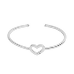 Heart Bangle Bracelet Bar | Silver Plated