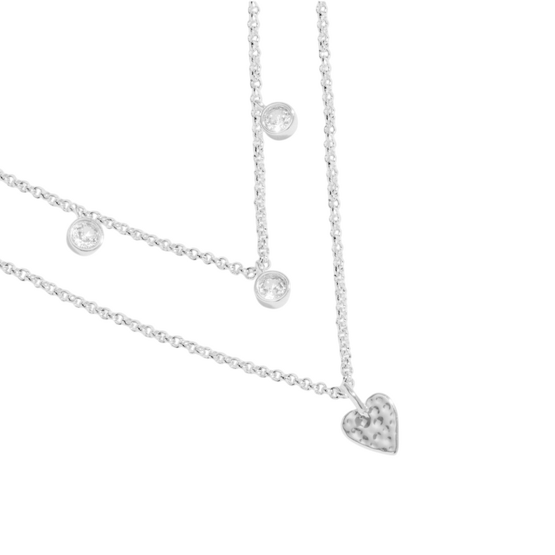 Lumia Hammered Heart Necklace | Silver Plated