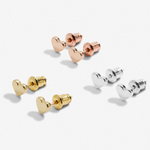 Mini Charms Heart Earring Set | 3 Piece | Silver, Gold & Rose Gold Plated