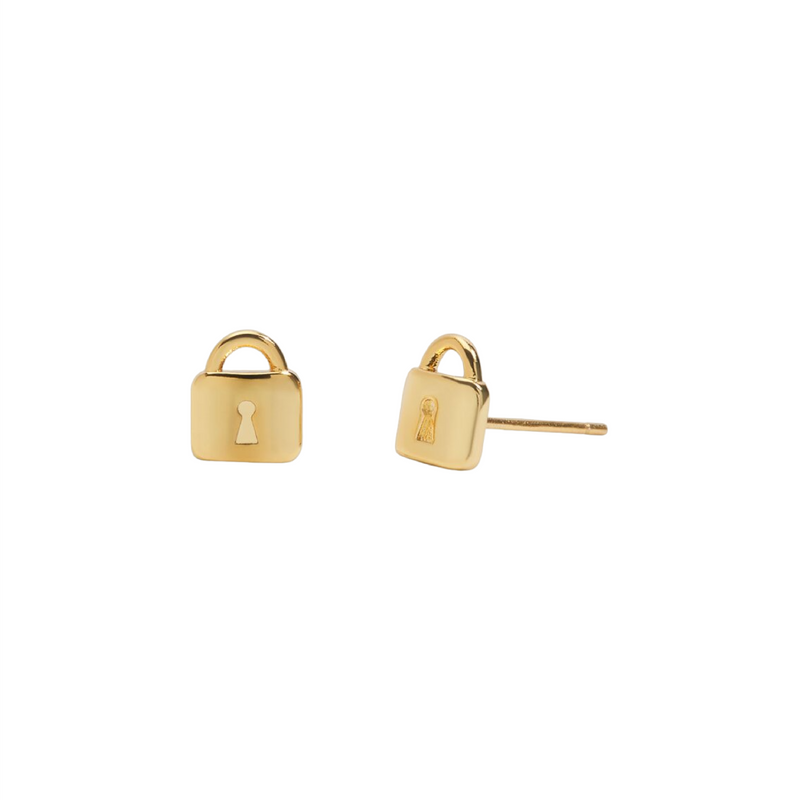 Mini Charms Lock Earrings | Gold Plated