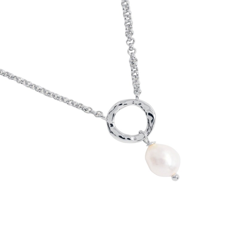Solaria Baroque Pearl CZ Necklace | Silver Plated