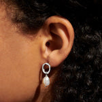 Solaria Baroque Pearl Loop Hoop Earrings | Silver Plated