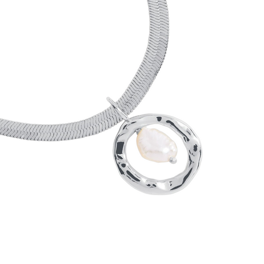 Solaria Baroque Pearl Pendant Necklace | Silver Plated
