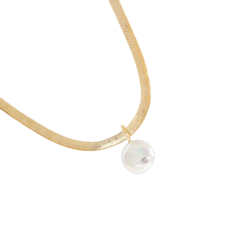 Solaria Coin Pearl Necklace | Gold Plated