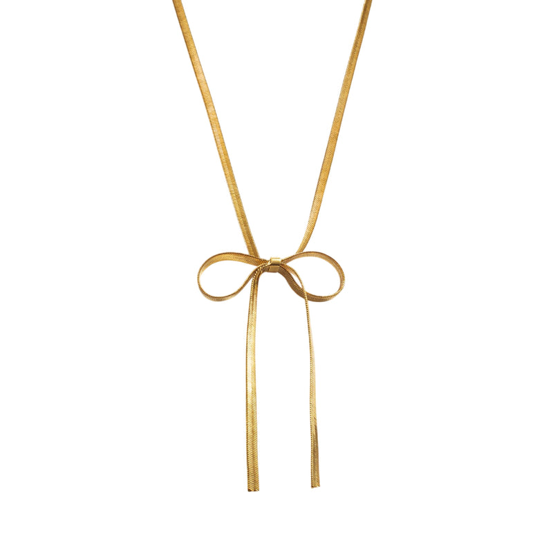Amelie Waterproof Bow Necklace | Gold Plated