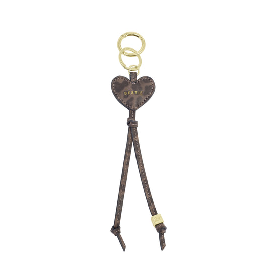 'Bestie' Heart Bag Charm & Keyring | Leopard Print