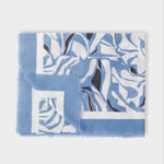 Blossom Print Foil Scarf  | Cornflower Blue
