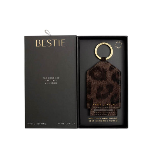 Boxed Leopard Print Photo Keyring | Bestie | Chocolate