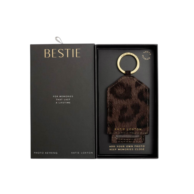 Boxed Leopard Print Photo Keyring | Bestie | Chocolate
