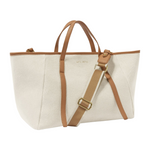 Capri Canvas Tote Bag | Tan & Off White