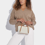 Capri Canvas Tote Bag | Tan & Off White | Mini