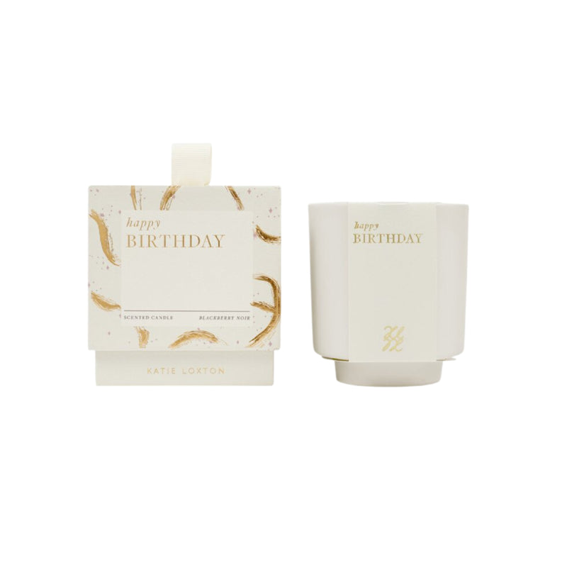 Ceramic Sentiment Candle | Happy Birthday | Blackberry Noir