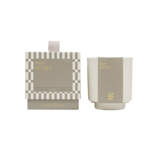 Ceramic Sentiment Candle | Happy Home | Blackberry Noir