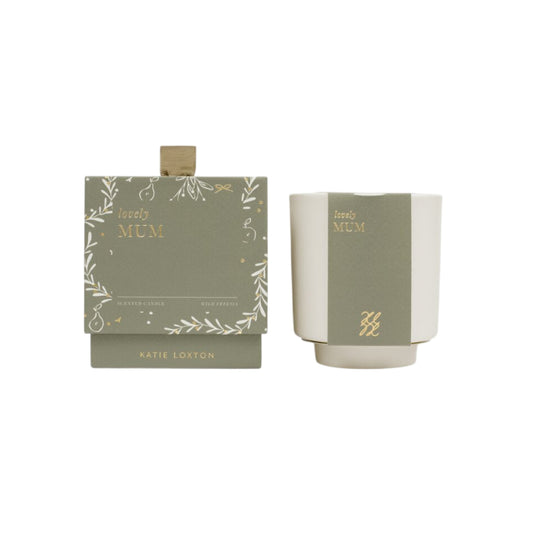 Ceramic Sentiment Candle | Lovely Mum | Fresh Fig & Wild Freesia