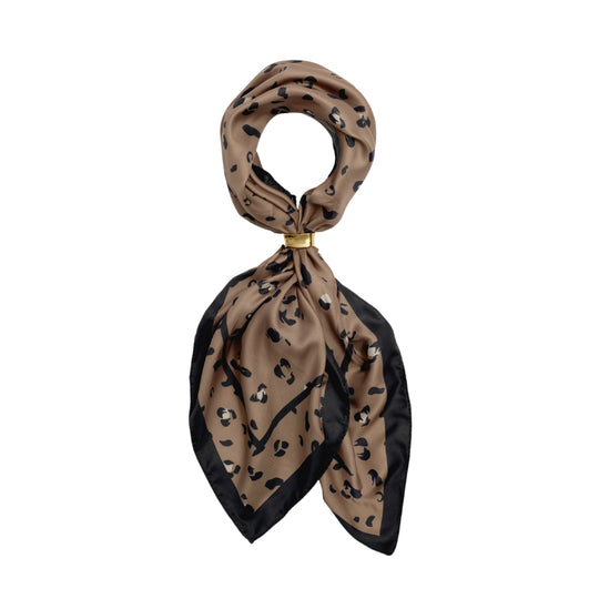 Satin Multiway Scarf | Leopard Print | Mocha & Black