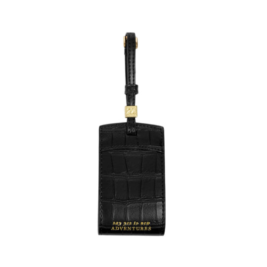 Faux Croc Travel Luggage Tag | Say Yes To Adventures | Black