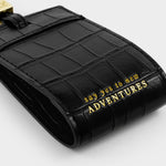 Faux Croc Travel Luggage Tag | Say Yes To Adventures | Black